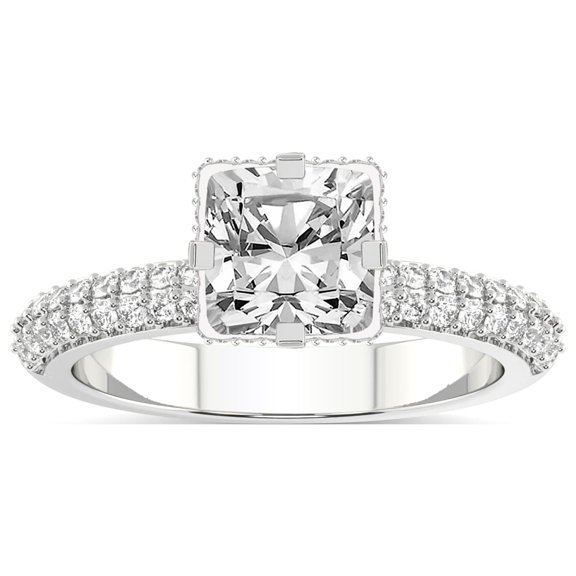 4 Carat IGI Certified Cushion Shape Lab Grown Diamond Engagement Ring | 14K White Gold |Eloa Secret Halo Diamond Ring | FG-VS1-VS2 Quality Friendly Diamonds