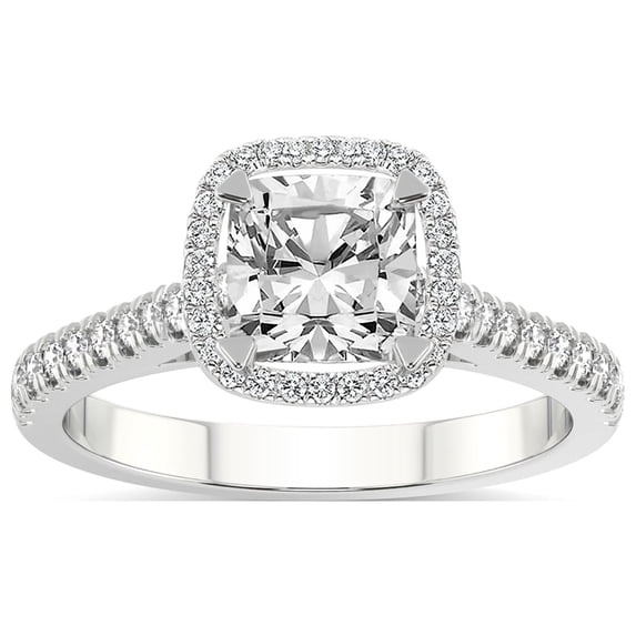 IGI Certified 4 Carat Cushion Shape Lab Grown Diamond Engagement Ring | 14K White Gold |Glowing Globe Halo Diamond Ring | FG-VS1-VS2 Quality Friendly Diamonds