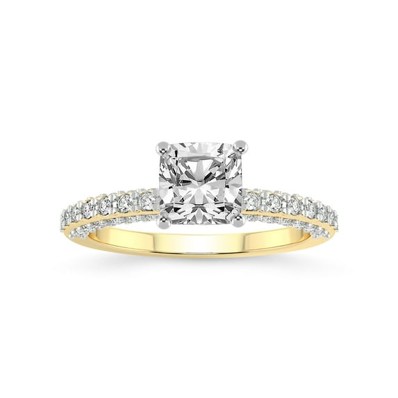 4 Carat IGI Certified Cushion Shape Lab Grown Diamond Engagement Ring | 14K Yellow Gold |Atria Secret Double Halo Diamond Ring | FG-VS1-VS2 Quality Friendly Diamonds