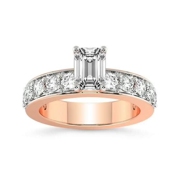 IGI Certified 4 Carat Emerald Shape Lab Grown Diamond Engagement Ring | 14K Rose Gold | Adele Side Stone Lab Diamond Ring | FG-VS1-VS2 Quality Friendly Diamonds