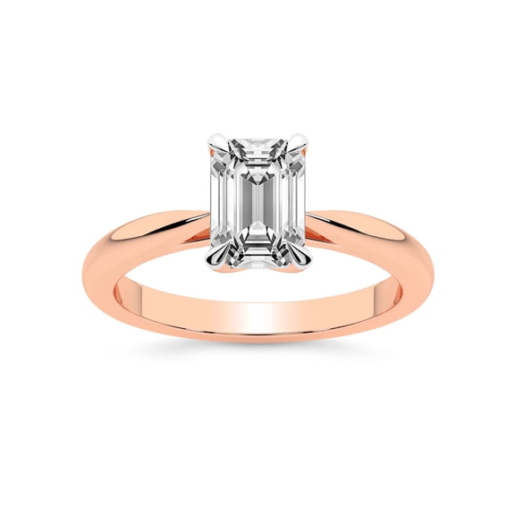 4 Carat IGI Certified Emerald Shape Lab Grown Diamond Engagement Ring | 14K Rose Gold | Azalea Classic Solitaire Diamond Ring | FG-VS1-VS2 Quality Friendly Diamonds