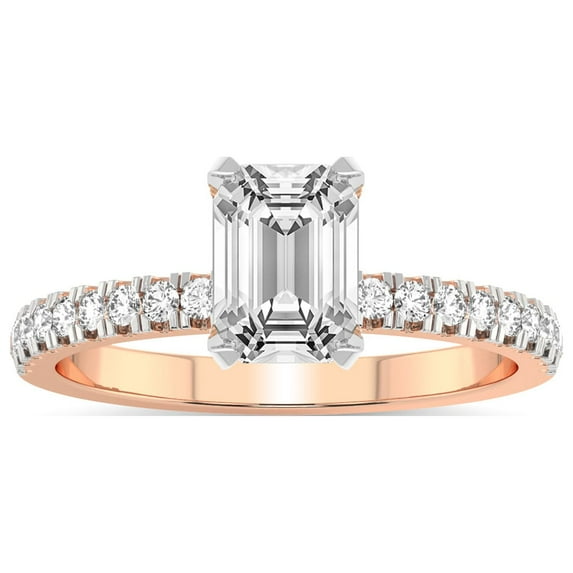 4 Carat IGI Certified Emerald Shape Lab Grown Diamond Engagement Ring | 14K Rose Gold |Serena Eternity Diamond Ring | FG-VS1-VS2 Quality Friendly Diamonds