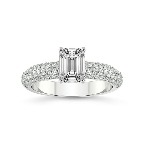 4 Carat IGI Certified Emerald Shape Lab Grown Diamond Engagement Ring | 14K White Gold |Casimer Side Stone Diamond Ring | FG-VS1-VS2 Quality Friendly Diamonds