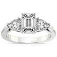 thumbnail image 1 of IGI Certified 4 Carat Emerald Shape Lab Grown Diamond Engagement Ring | 14K White Gold | Della Three stone Pear Shape Side Lab Diamond Ring | FG-VS1-VS2 Quality Friendly Diamonds, 1 of 7