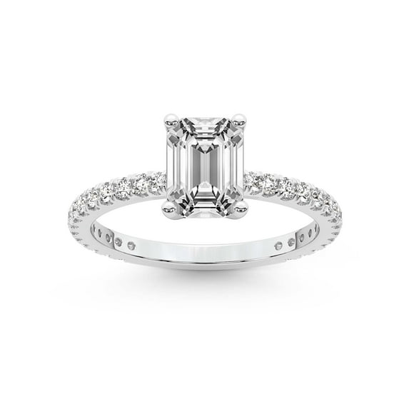 4 Carat IGI Certified Emerald Shape Lab Grown Diamond Engagement Ring | 14K White Gold |Emily Eternity Diamond Ring | FG-VS1-VS2 Quality Friendly Diamonds