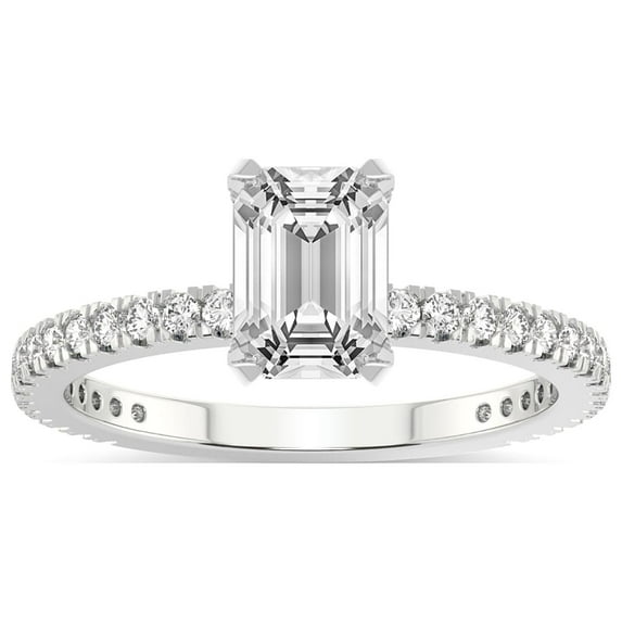 4 Carat IGI Certified Emerald Shape Lab Grown Diamond Engagement Ring | 14K White Gold |Kylie Eternity Diamond Ring | FG-VS1-VS2 Quality Friendly Diamonds
