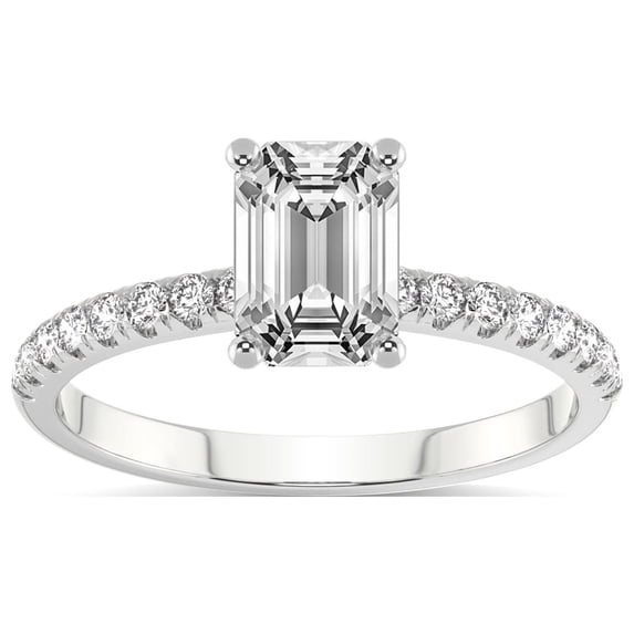 4 Carat IGI Certified Emerald Shape Lab Grown Diamond Engagement Ring | 14K White Gold |Olivia Secret Halo Diamond Ring | FG-VS1-VS2 Quality Friendly Diamonds