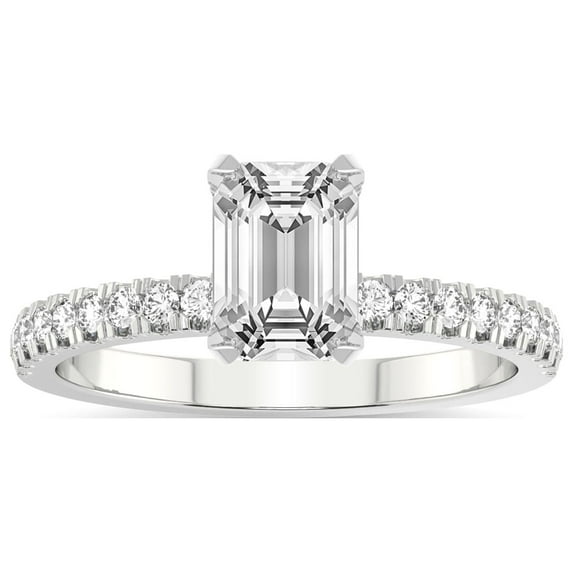 4 Carat IGI Certified Emerald Shape Lab Grown Diamond Engagement Ring | 14K White Gold |Serena Eternity Diamond Ring | FG-VS1-VS2 Quality Friendly Diamonds