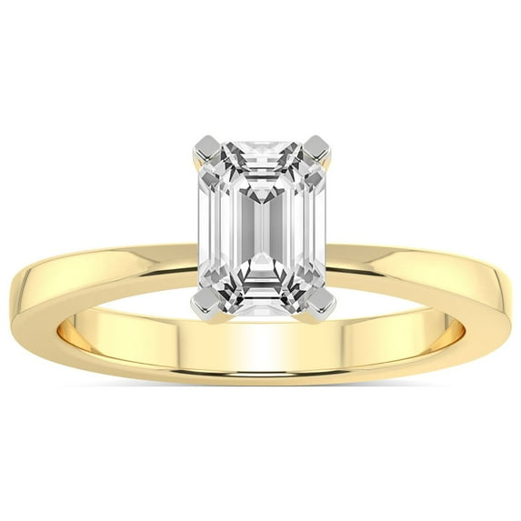 4 Carat IGI Certified Emerald Shape Lab Grown Diamond Engagement Ring | 14K Yellow Gold |Jannel Tapering Diamond Ring | FG-VS1-VS2 Quality Friendly Diamonds