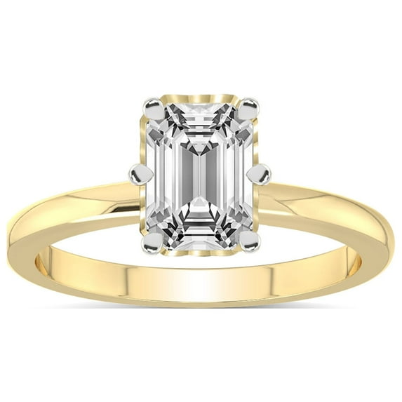 IGI Certified 4 Carat Emerald Shape Lab Grown Diamond Engagement Ring | 14K Yellow Gold | Malissa Solitaire Diamond Ring | FG-VS1-VS2 Quality Friendly Diamonds