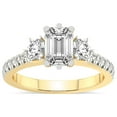 thumbnail image 1 of 4 Carat IGI Certified Emerald Shape Lab Grown Diamond Engagement Ring | 14K Yellow Gold |Tiara Three Stone Diamond Ring | FG-VS1-VS2 Quality Friendly Diamonds, 1 of 4
