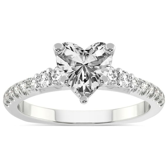 IGI Certified 4 Carat Heart Shape Lab Grown Diamond Engagement Ring | 14K White Gold |Geneva Side Stone Diamond Ring | FG-VS Quality Friendly Diamonds
