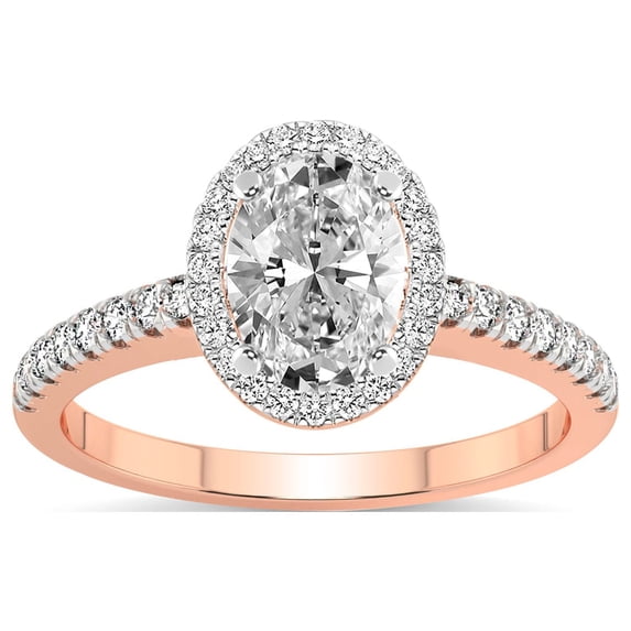 4 Carat IGI Certified Oval Shape Lab Grown Diamond Engagement Ring | 14K Rose Gold |Anastasia Halo Diamond Ring | FG-VS1-VS2 Quality Friendly Diamonds