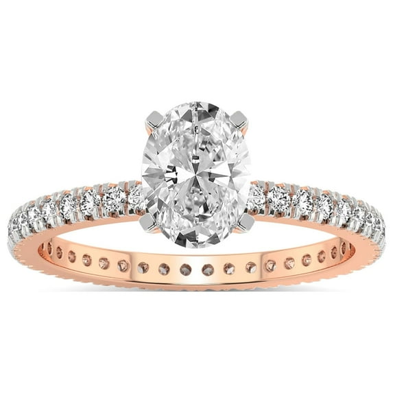 4 Carat IGI Certified Oval Shape Lab Grown Diamond Engagement Ring | 14K Rose Gold | Claire Full Eternity Diamond Ring | FG-VS1-VS2 Quality Friendly Diamonds