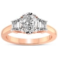 thumbnail image 1 of 4 Carat IGI Certified Oval Shape Lab Grown Diamond Engagement Ring | 14K Rose Gold |Dianna Three Stone Side Trapezium Diamond Ring | FG-VS1-VS2 Quality Friendly Diamonds, 1 of 6