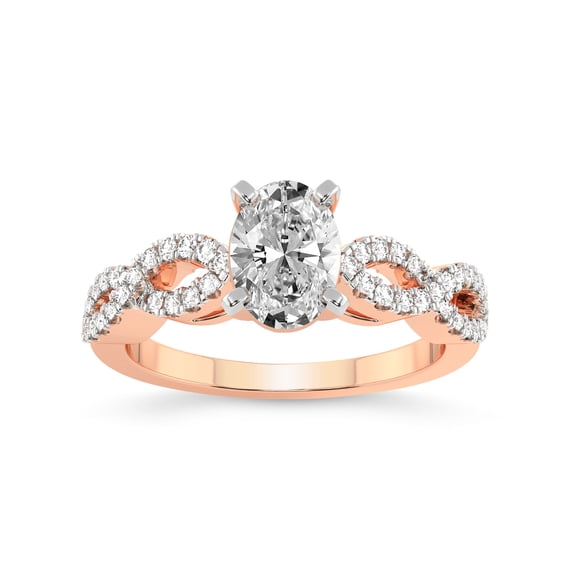 4 Carat IGI Certified Oval Shape Lab Grown Diamond Engagement Ring | 14K Rose Gold |Lorene Twisted Shank Diamond Ring | FG-VS1-VS2 Quality Friendly Diamonds