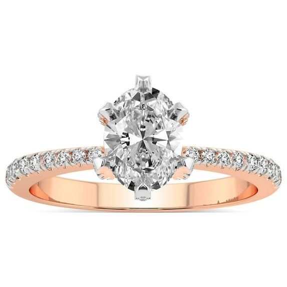 4 Carat IGI Certified Oval Shape Lab Grown Diamond Engagement Ring | 14K Rose Gold |Mereia Secret Halo Diamond Ring | FG-VS1-VS2 Quality Friendly Diamonds