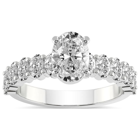 4 Carat IGI Certified Oval Shape Lab Grown Diamond Engagement Ring | 14K White Gold |Danica Side Oval Diamond Eternity Diamond Ring | FG-VS1-VS2 Quality Friendly Diamonds