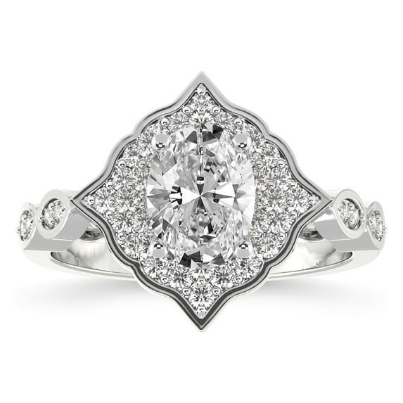 4 Carat IGI Certified Oval Shape Lab Grown Diamond Engagement Ring | 14K White Gold | Melody Vintage Halo Diamond Ring | FG-VS1-VS2 Quality Friendly Diamonds