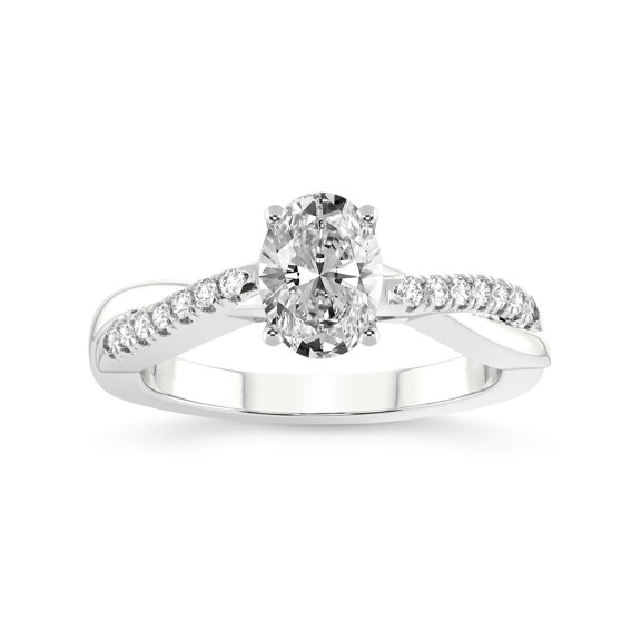 4 Carat IGI Certified Oval Shape Lab Grown Diamond Engagement Ring | 14K White Gold |Twisted Vine Diamond Ring | FG-VS1-VS2 Quality Friendly Diamonds