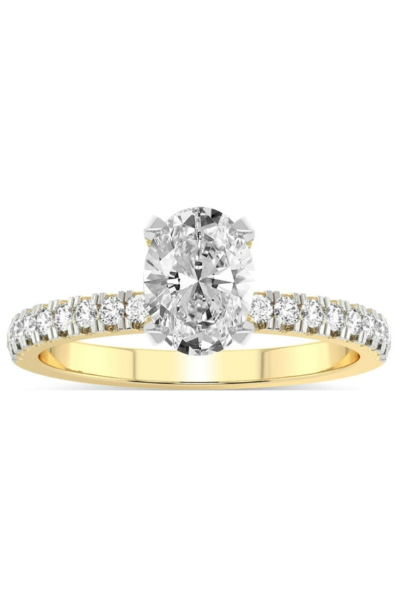 4 Carat IGI Certified Oval Shape Lab Grown Diamond Engagement Ring | 14K Yellow Gold |Serena Eternity Diamond Ring | FG-VS1-VS2 Quality Friendly Diamonds