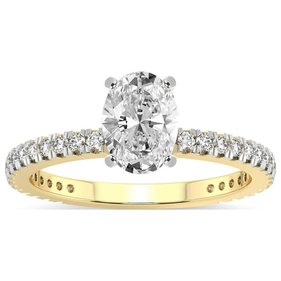 4 Carat IGI Certified Oval Shape Lab Grown Diamond Engagement Ring | 14K Yellow Gold | Zoey Six Prong Eternity Diamond Ring | FG-VS1-VS2 Quality Friendly Diamonds
