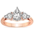 thumbnail image 1 of IGI Certified 4 Carat Pear Shape Lab Grown Diamond Engagement Ring | 14K Rose Gold | Della Three stone Pear Shape Side Lab Diamond Ring | FG-VS1-VS2 Quality Friendly Diamonds, 1 of 6