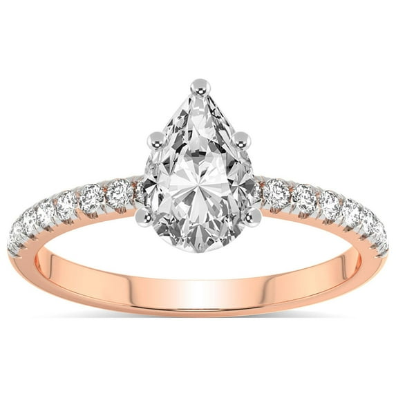 4 Carat IGI Certified Pear Shape Lab Grown Diamond Engagement Ring | 14K Rose Gold |Olivia Secret Halo Diamond Ring | FG-VS1-VS2 Quality Friendly Diamonds