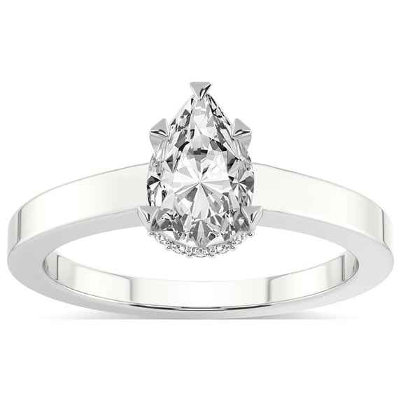4 Carat IGI Certified Pear Shape Lab Grown Diamond Engagement Ring | 14K White Gold |Ember Secret Halo Diamond Ring | FG-VS1-VS2 Quality Friendly Diamonds