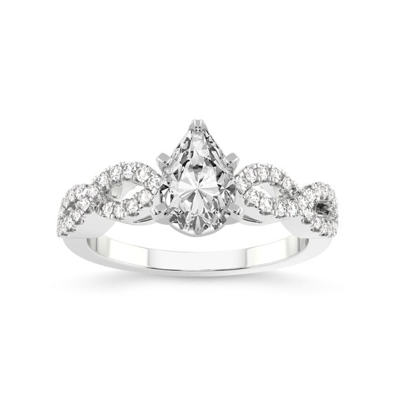 4 Carat IGI Certified Pear Shape Lab Grown Diamond Engagement Ring | 14K White Gold |Lorene Twisted Shank Diamond Ring | FG-VS1-VS2 Quality Friendly Diamonds