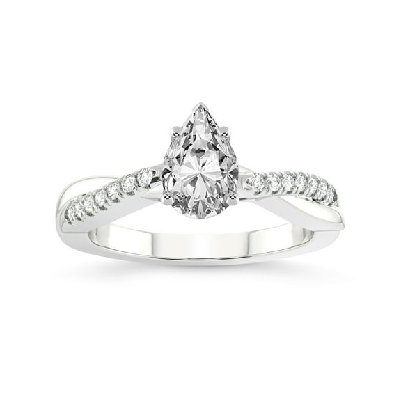 4 Carat IGI Certified Pear Shape Lab Grown Diamond Engagement Ring | 14K White Gold |Twisted Vine Diamond Ring | FG-VS1-VS2 Quality Friendly Diamonds