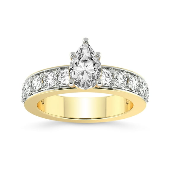 IGI Certified 4 Carat Pear Shape Lab Grown Diamond Engagement Ring | 14K White Gold | Adele Side Stone Lab Diamond Ring | FG-VS1-VS2 Quality Friendly Diamonds