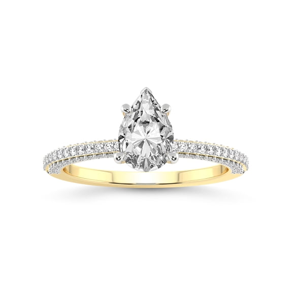 4 Carat IGI Certified Pear Shape Lab Grown Diamond Engagement Ring | 14K Yellow Gold |Grace Micro Pave Eternity Diamond Ring | FG-VS1-VS2 Quality Friendly Diamonds