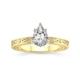 thumbnail image 1 of IGI Certified 4 Carat Pear Shape Lab Grown Diamond Engagement Ring | 14K Yellow Gold | Ivory Vintage Solitaire Diamond Ring | FG-VS Quality Friendly Diamonds, 1 of 6