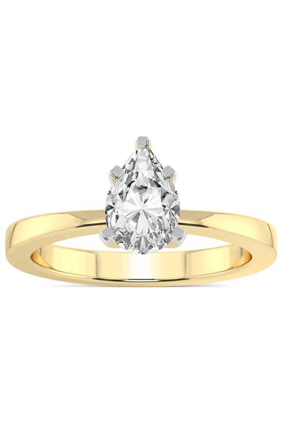 4 Carat IGI Certified Pear Shape Lab Grown Diamond Engagement Ring | 14K Yellow Gold |Jannel Tapering Diamond Ring | FG-VS1-VS2 Quality Friendly Diamonds