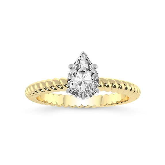4 Carat IGI Certified Pear Shape Lab Grown Diamond Engagement Ring | 14K Yellow Gold |Sansa Solitaire Diamond Ring | FG-VS1-VS2 Quality Friendly Diamonds
