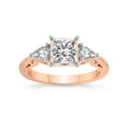 thumbnail image 1 of 4 Carat IGI Certified Princess Shape Lab Grown Diamond Engagement Ring | 14K Rose Gold | Leona Three stone Pear Shape side Diamond Ring | FG-VS1-VS2 Quality Friendly Diamonds, 1 of 4