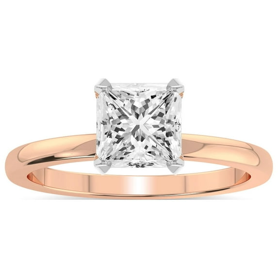 IGI Certified 4 Carat Princess Shape Lab Grown Diamond Engagement Ring | 14K Rose Gold |Lyla Hidden Accents SolitaireLab Diamond Ring | FG-VS1-VS2 Quality Friendly Diamonds