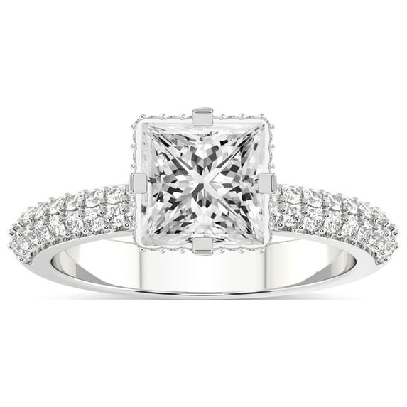 4 Carat IGI Certified Princess Shape Lab Grown Diamond Engagement Ring | 14K White Gold |Eloa Secret Halo Diamond Ring | FG-VS1-VS2 Quality Friendly Diamonds