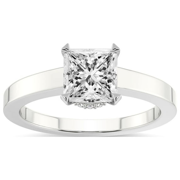 4 Carat IGI Certified Princess Shape Lab Grown Diamond Engagement Ring | 14K White Gold |Ember Secret Halo Diamond Ring | FG-VS1-VS2 Quality Friendly Diamonds