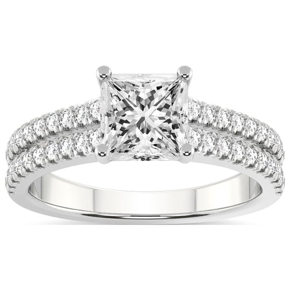 4 Carat IGI Certified Princess Shape Lab Grown Diamond Engagement Ring | 14K White Gold |Tosca Secret Halo Double Band Diamond Ring | FG-VS1-VS2 Quality Friendly Diamonds