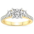 thumbnail image 1 of 4 Carat IGI Certified Princess Shape Lab Grown Diamond Engagement Ring | 14K Yellow Gold |Tiara Three Stone Diamond Ring | FG-VS1-VS2 Quality Friendly Diamonds, 1 of 1