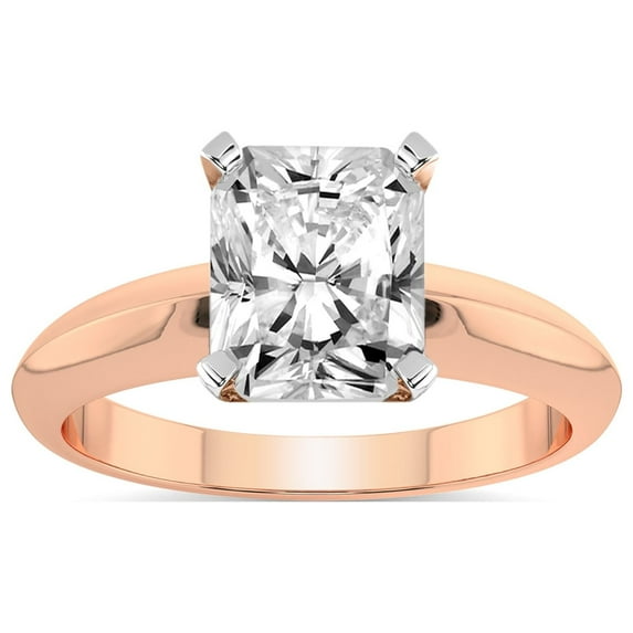 4 Carat IGI Certified Radiant Shape Lab Grown Diamond Engagement Ring | 14K Rose Gold |Eloise Solitaire Knife Edge Diamond Ring | FG-VS1-VS2 Quality Friendly Diamonds