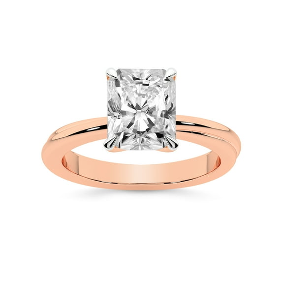 4 Carat IGI Certified Radiant Shape Lab Grown Diamond Engagement Ring | 14K Rose Gold | Juniper Crossover Solitaire Diamond Ring | FG-VS1-VS2 Quality Friendly Diamonds