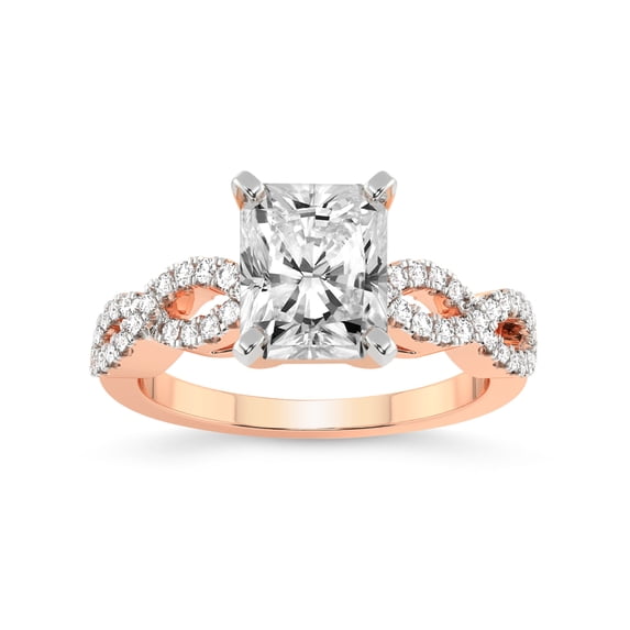 4 Carat IGI Certified Radiant Shape Lab Grown Diamond Engagement Ring | 14K Rose Gold |Lorene Twisted Shank Diamond Ring | FG-VS1-VS2 Quality Friendly Diamonds