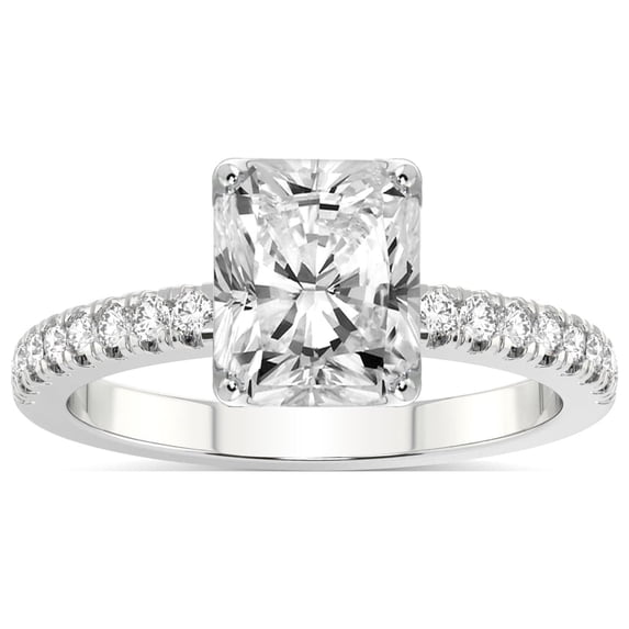 4 Carat IGI Certified Radiant Shape Lab Grown Diamond Engagement Ring | 14K White Gold |Galen Secret Halo Diamond Ring | FG-VS1-VS2 Quality Friendly Diamonds