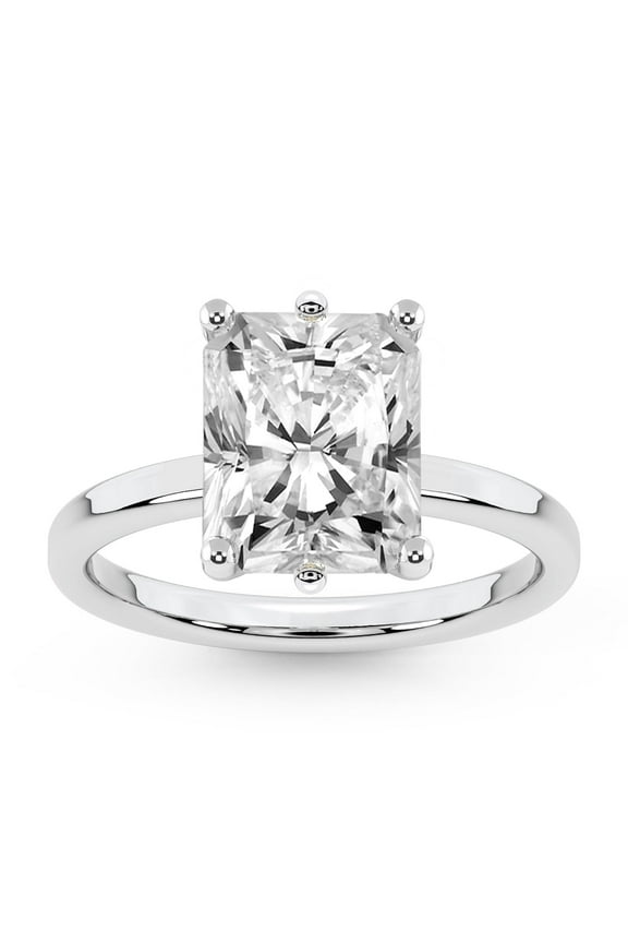 IGI Certified 4 Carat Radiant Shape Lab Grown Diamond Engagement Ring | 14K White Gold |Solitaire Lab Diamond Ring | FG-VS1-VS2 Quality Friendly Diamonds