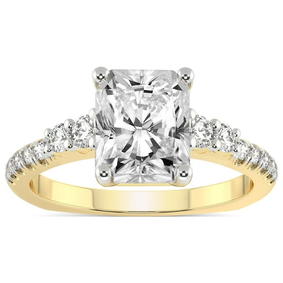 IGI Certified 4 Carat Radiant Shape Lab Grown Diamond Engagement Ring | 14K White Gold |Geneva Side Stone Diamond Ring | FG-VS Quality Friendly Diamonds