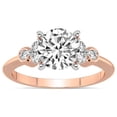 thumbnail image 1 of 4 Carat IGI Certified Round Shape Lab Grown Diamond Engagement Ring | 14K Rose Gold |Amore Side Stone Diamond Ring | FG-VS1-VS2 Quality Friendly Diamonds, 1 of 4