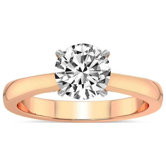 4 Carat IGI Certified Round Shape Lab Grown Diamond Engagement Ring | 14K Rose Gold | Elsa Hidden Accents Solitaire Diamond Ring | FG-VS1-VS2 Quality Friendly Diamonds